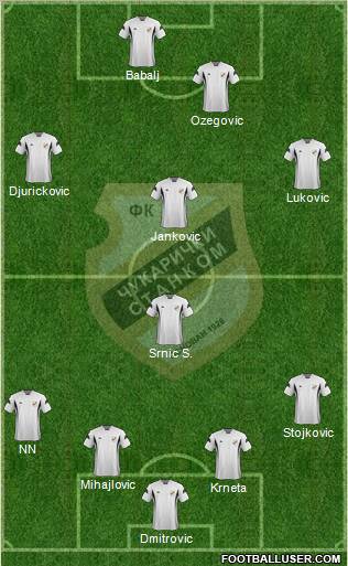 FK Cukaricki Stankom Beograd 4-1-3-2 football formation
