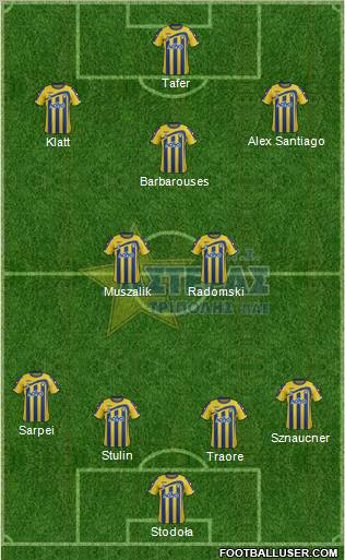 AGS Asteras Tripolis 4-2-4 football formation