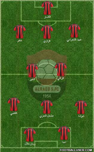 Al-Ra'eed 3-4-2-1 football formation