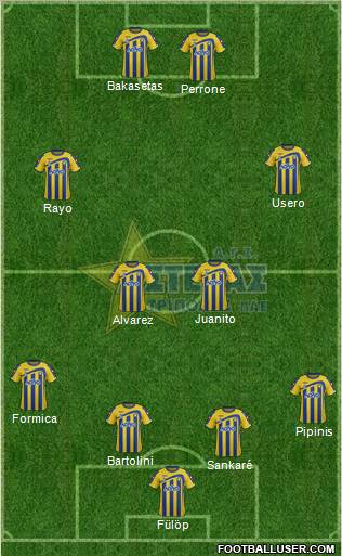 AGS Asteras Tripolis 4-4-2 football formation