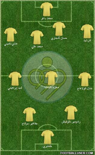 Sepahan Esfahan 4-3-2-1 football formation
