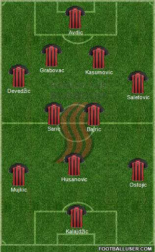 FK Sloboda Tuzla 4-2-4 football formation