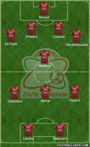 SV Zulte Waregem 4-1-3-2 football formation