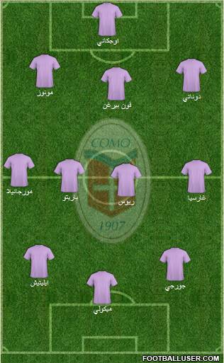 Como 3-4-3 football formation