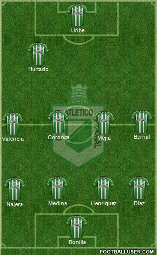 CDC Atlético Nacional 4-4-1-1 football formation