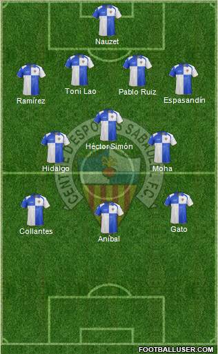C.E. Sabadell 3-5-2 football formation