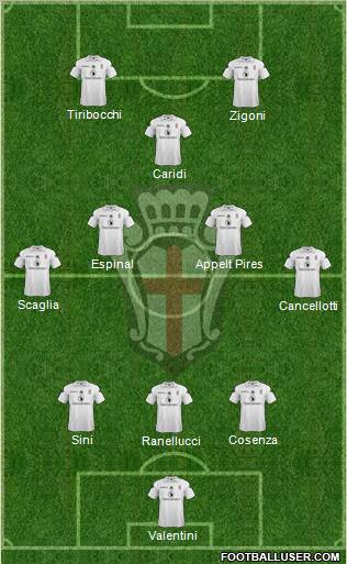 Pro Vercelli 3-4-1-2 football formation