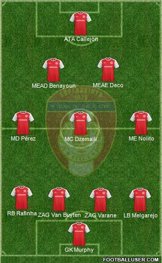 St. Patrick's Athletic 4-3-2-1 football formation