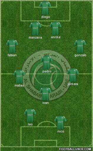 Al-Shabab (UAE) 4-1-3-2 football formation