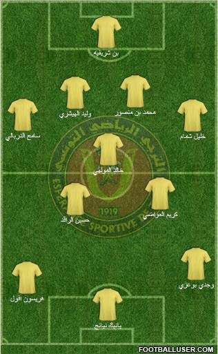 Espérance Sportive de Tunis 4-3-2-1 football formation