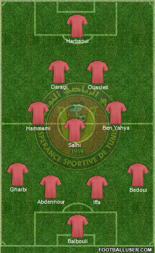 Espérance Sportive de Tunis 4-3-2-1 football formation