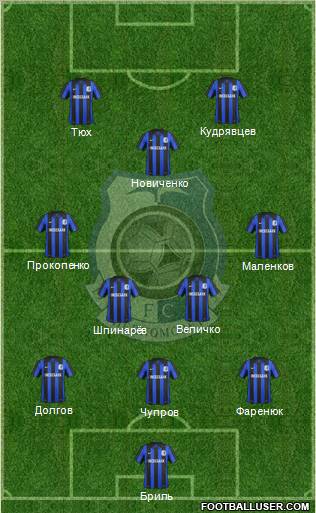Chornomorets Odesa 3-4-2-1 football formation