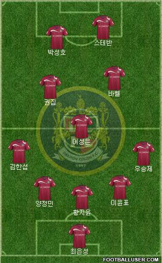 Daejeon Citizen 3-5-2 football formation