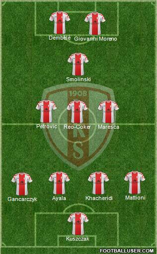 Lodzki Klub Sportowy 4-3-1-2 football formation