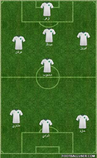 Saudi Arabia 4-1-4-1 football formation