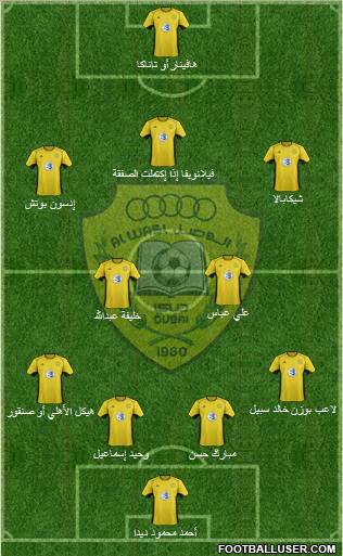 Al-Wasl 4-4-1-1 football formation