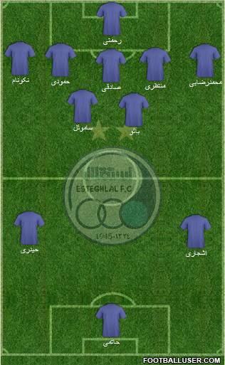 Esteghlal Tehran 5-4-1 football formation