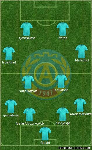 Akademik (Sofia) 4-2-4 football formation