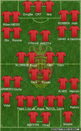 R.C.D. Mallorca S.A.D. 4-3-2-1 football formation