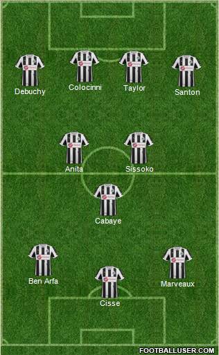 Newcastle United 4-2-1-3 football formation