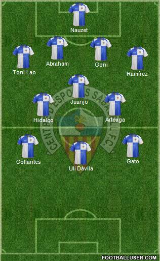 C.E. Sabadell 3-4-2-1 football formation
