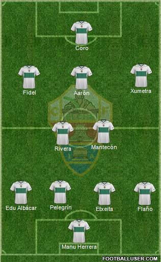 Elche C.F., S.A.D. 4-3-2-1 football formation
