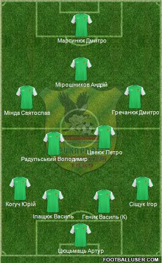 Prykarpattya Ivano-Frankivsk 4-4-1-1 football formation