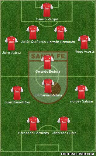 Santa Fe CD 4-1-3-2 football formation
