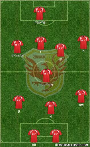 Hubei Lüyin 4-4-1-1 football formation