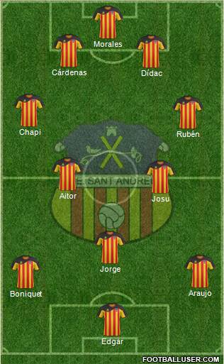U.E. Sant Andreu 4-2-3-1 football formation