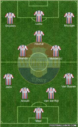 Willem II 4-2-1-3 football formation
