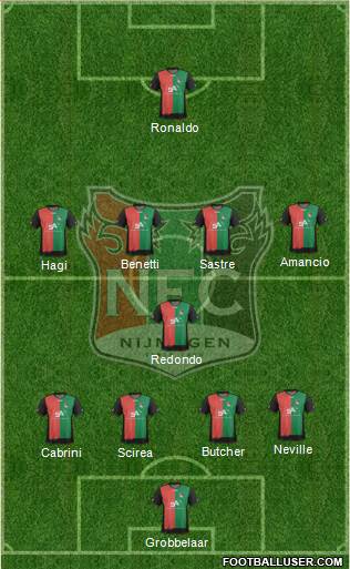 NEC Nijmegen 4-1-4-1 football formation