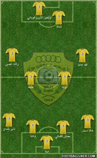 Al-Wasl 4-4-2 football formation