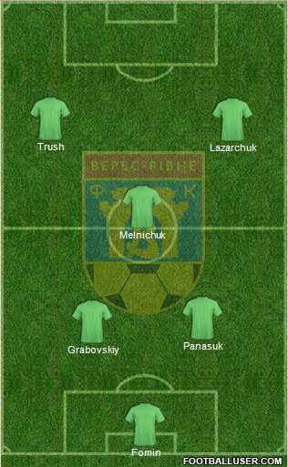 Veres Rivne 4-4-2 football formation