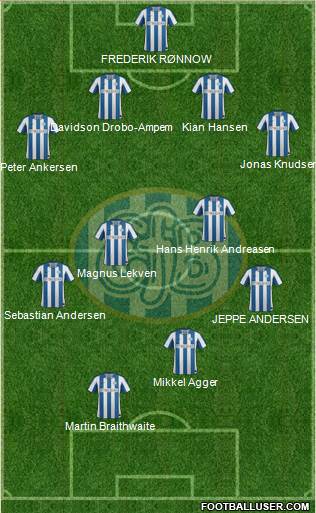 Esbjerg forenede Boldklubber 4-5-1 football formation