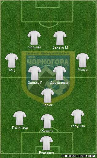 Chornogora Ivano-Frankivsk 4-3-3 football formation