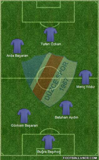 Düzcespor 3-4-2-1 football formation