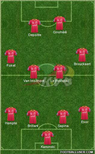 KV Oostende 4-4-2 football formation