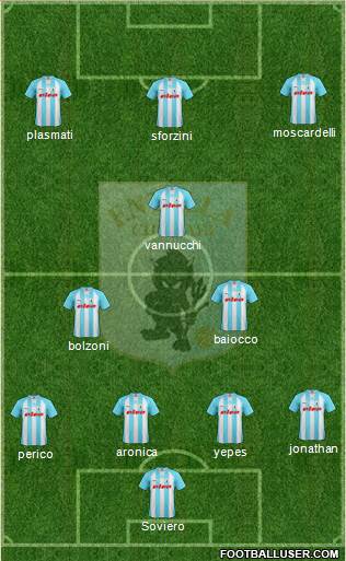 Virtus Entella 4-2-1-3 football formation