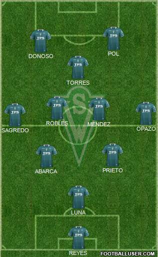 CD Santiago Wanderers S.A.D.P. 4-2-4 football formation
