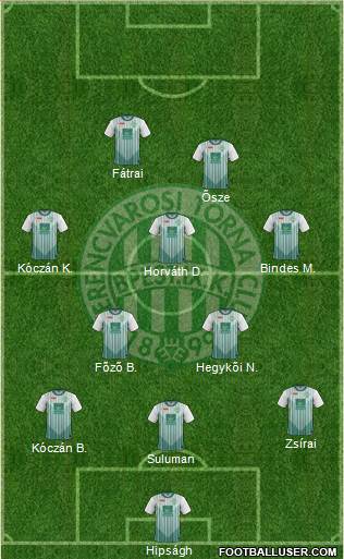 Ferencvárosi Torna Club 3-5-2 football formation