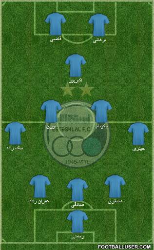 Esteghlal Tehran 3-4-1-2 football formation