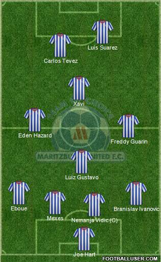 Maritzburg United 4-3-1-2 football formation