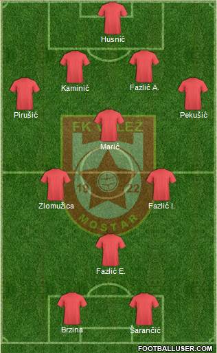 FK Velez Mostar 4-3-1-2 football formation