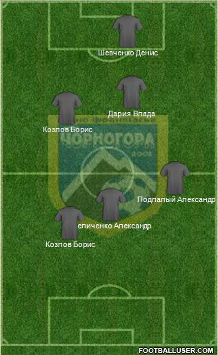 Chornogora Ivano-Frankivsk 3-4-2-1 football formation
