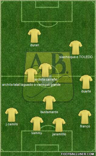 CA Bucaramanga CD 5-4-1 football formation