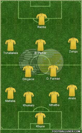 South Africa 4-3-1-2 football formation