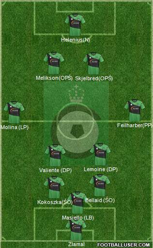 KSV Cercle Brugge 4-3-2-1 football formation