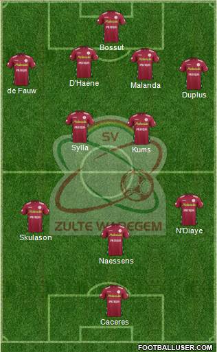 SV Zulte Waregem 4-3-1-2 football formation