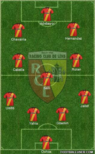 Racing Club de Lens 4-1-2-3 football formation